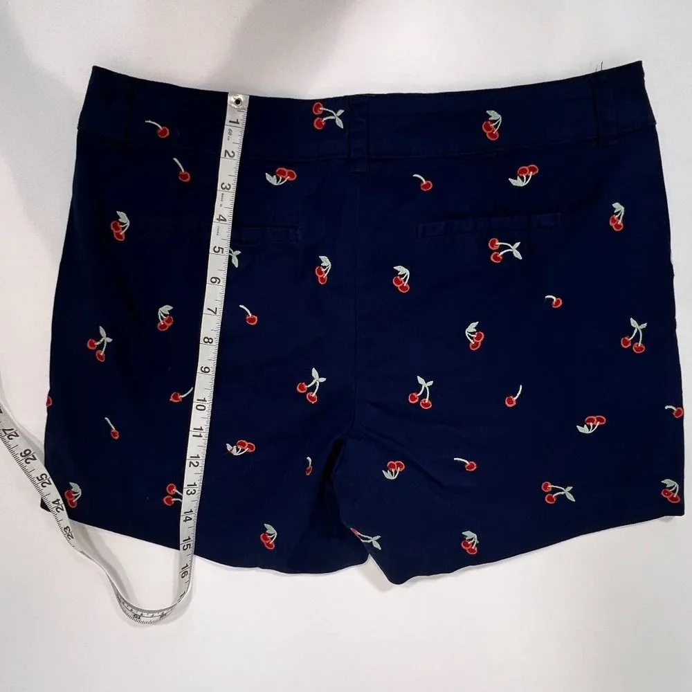 St John's Bay Navy Chino Shorts with Embroidered Cherries Size 12 - Picture 6 of 8